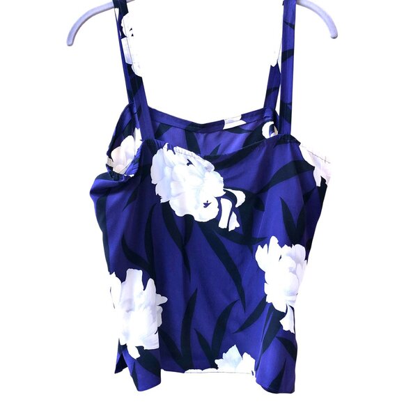 Vintage 80's Purple Floral Dressy Tank Top Cami Womens Large - Picture 9 of 11